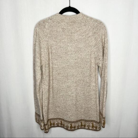 LA LLAMA PLACE / tan oatmeal alpaca v-neck sweater / M - Picture 2 of 6